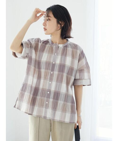 Green　Parks（グリーンパークス）の「インド綿 チェックブラウス（シャツ/ブラウス・レディース・グレー/ベージュ・FREE）」の12枚目の写真