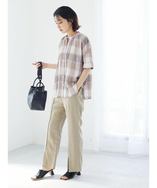 Green　Parks（グリーンパークス）の「インド綿 チェックブラウス（シャツ/ブラウス・レディース・グレー/ベージュ・FREE）」の13枚目の写真
