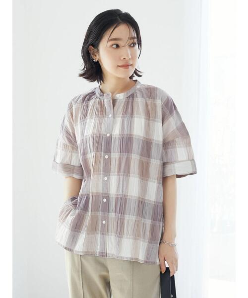 Green　Parks（グリーンパークス）の「インド綿 チェックブラウス（シャツ/ブラウス・レディース・グレー/ベージュ・FREE）」の16枚目の写真