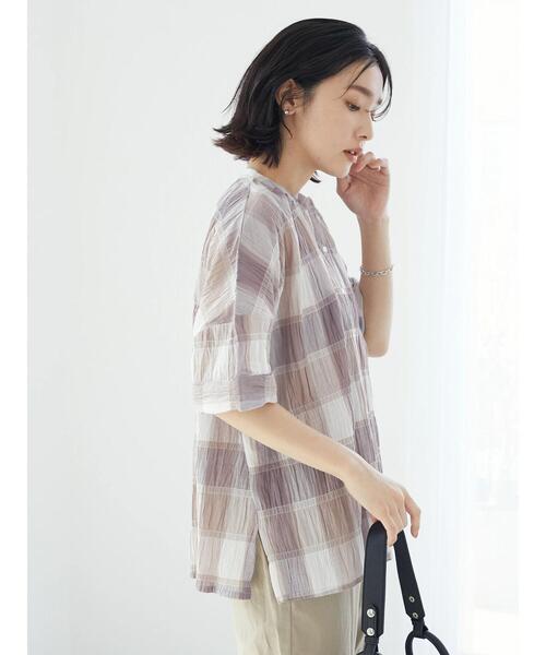 Green　Parks（グリーンパークス）の「インド綿 チェックブラウス（シャツ/ブラウス・レディース・グレー/ベージュ・FREE）」の17枚目の写真