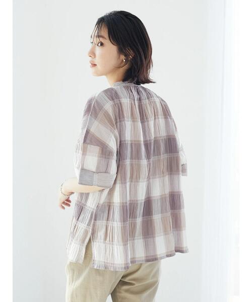 Green　Parks（グリーンパークス）の「インド綿 チェックブラウス（シャツ/ブラウス・レディース・グレー/ベージュ・FREE）」の18枚目の写真