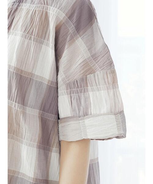 Green　Parks（グリーンパークス）の「インド綿 チェックブラウス（シャツ/ブラウス・レディース・グレー/ベージュ・FREE）」の20枚目の写真