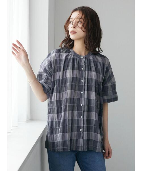 Green　Parks（グリーンパークス）の「インド綿 チェックブラウス（シャツ/ブラウス・レディース・グレー/ベージュ・FREE）」の22枚目の写真