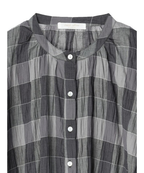 Green　Parks（グリーンパークス）の「インド綿 チェックブラウス（シャツ/ブラウス・レディース・グレー/ベージュ・FREE）」の4枚目の写真