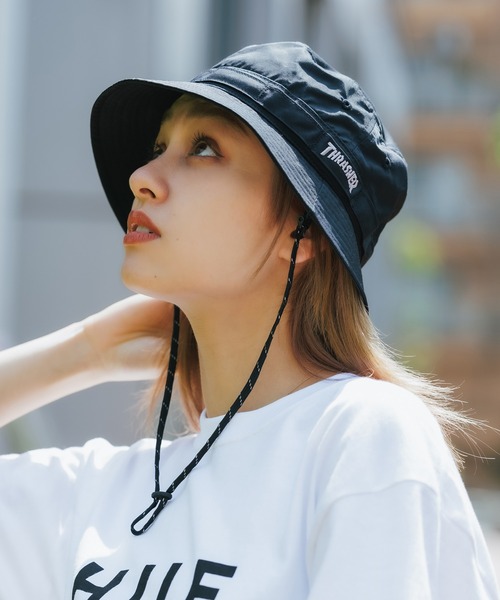 THRASHER（スラッシャー）の「THRASHER/スラッシャー サファリハット バケットハット（ハット・メンズ・カーキ/ネイビー/ブラック/ベージュ・58cm）」の2枚目の写真