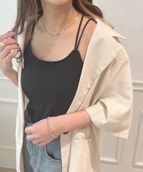 apres jour（アプレジュール）の「カップ付きキャミインナー【ZOZOTOWN限定アイテム】（キャミソール・レディース・ブラック/オフホワイト/ピンク/アイボリー/ミント・X-LARGE/フリー）」の5枚目の写真