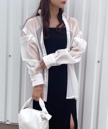 再入荷 肩あきシアーシャツ