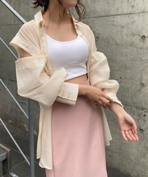 再入荷 肩あきシアーシャツ