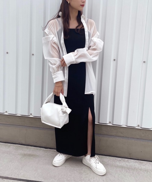 one after another NICE CLAUP(ワンアフターアナザーナイスクラップ)の「再入荷 肩あきシアーシャツ(シャツ/ブラウス・レディース・アイボリー/オフホワイト/ピンク・FREE)」の7枚目の写真