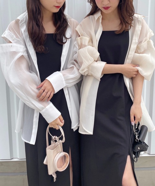 one after another NICE CLAUP(ワンアフターアナザーナイスクラップ)の「再入荷 肩あきシアーシャツ(シャツ/ブラウス・レディース・アイボリー/オフホワイト/ピンク・FREE)」の6枚目の写真