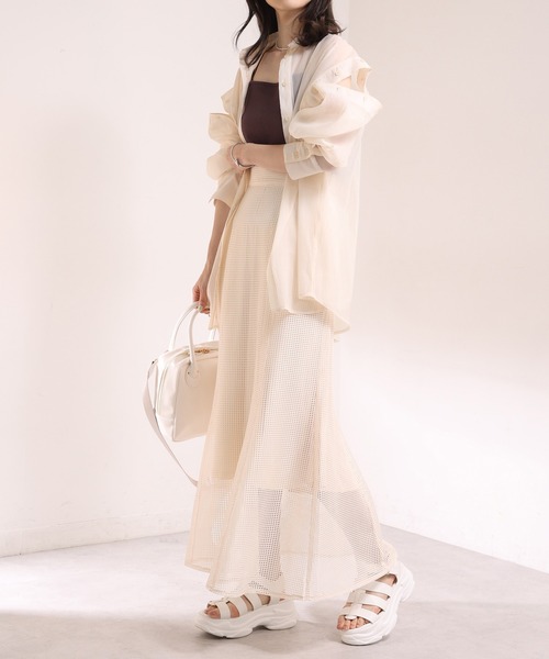 one after another NICE CLAUP(ワンアフターアナザーナイスクラップ)の「再入荷 肩あきシアーシャツ(シャツ/ブラウス・レディース・アイボリー/オフホワイト/ピンク・FREE)」の18枚目の写真