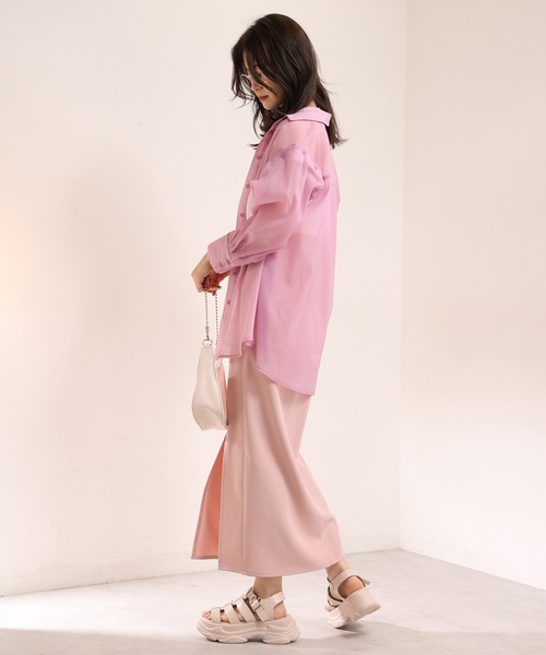 セール】再入荷 肩あきシアーシャツ（シャツ/ブラウス）｜one after