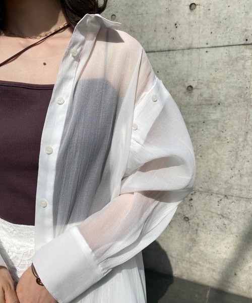 one after another NICE CLAUP(ワンアフターアナザーナイスクラップ)の「再入荷 肩あきシアーシャツ(シャツ/ブラウス・レディース・アイボリー/オフホワイト/ピンク・FREE)」の10枚目の写真