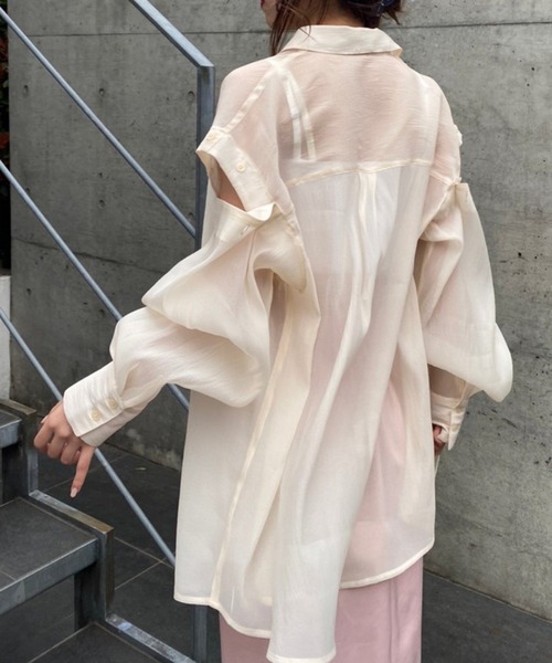 one after another NICE CLAUP(ワンアフターアナザーナイスクラップ)の「再入荷 肩あきシアーシャツ(シャツ/ブラウス・レディース・アイボリー/オフホワイト/ピンク・FREE)」の15枚目の写真