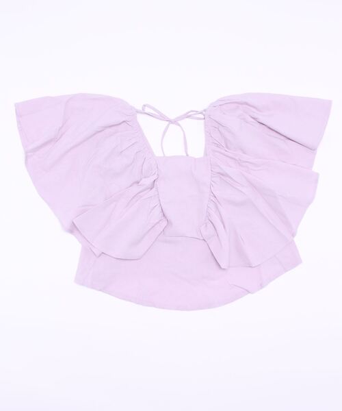 STYLEBLOCK（スタイルブロック）の「リネンタッチスラブ前後2WAYフリルブラウス（シャツ/ブラウス・レディース・ホワイト/ブラック/オレンジ/ラベンダー・M）」の3枚目の写真