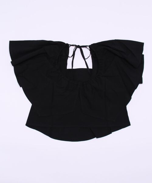 STYLEBLOCK（スタイルブロック）の「リネンタッチスラブ前後2WAYフリルブラウス（シャツ/ブラウス・レディース・ホワイト/ブラック/オレンジ/ラベンダー・M）」の5枚目の写真