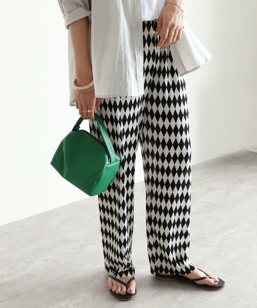 reca（レカ）の「ダイヤ柄プリーツパンツ（その他パンツ・レディース・ホワイト系その他/グリーン系その他/ピンク系その他・FREE）」の2枚目の写真