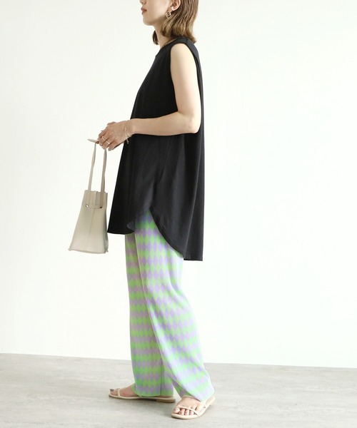 reca（レカ）の「ダイヤ柄プリーツパンツ（その他パンツ・レディース・ホワイト系その他/グリーン系その他/ピンク系その他・FREE）」の5枚目の写真