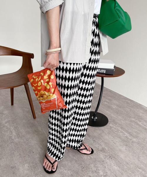 reca（レカ）の「ダイヤ柄プリーツパンツ（その他パンツ・レディース・ホワイト系その他/グリーン系その他/ピンク系その他・FREE）」の9枚目の写真