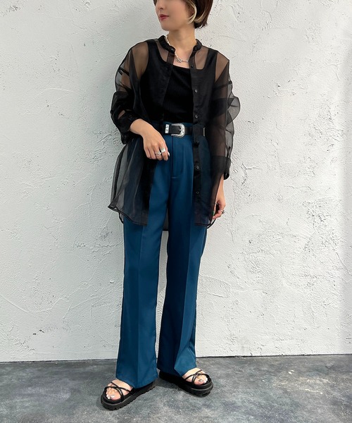 apres jour mignon（アプレジュールミニョン）の「バンドカラーシアーシャツ【ZOZOTOWN限定アイテム】（シャツ/ブラウス・レディース・ブラック/ベージュ/パープル・X-LARGE/フリー）」の14枚目の写真