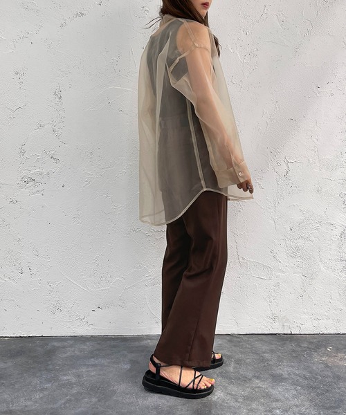 apres jour mignon（アプレジュールミニョン）の「バンドカラーシアーシャツ【ZOZOTOWN限定アイテム】（シャツ/ブラウス・レディース・ブラック/ベージュ/パープル・X-LARGE/フリー）」の13枚目の写真