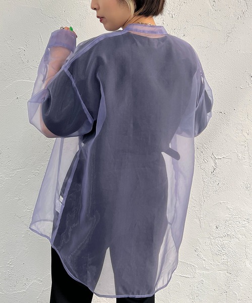 apres jour mignon（アプレジュールミニョン）の「バンドカラーシアーシャツ【ZOZOTOWN限定アイテム】（シャツ/ブラウス・レディース・ブラック/ベージュ/パープル・X-LARGE/フリー）」の9枚目の写真