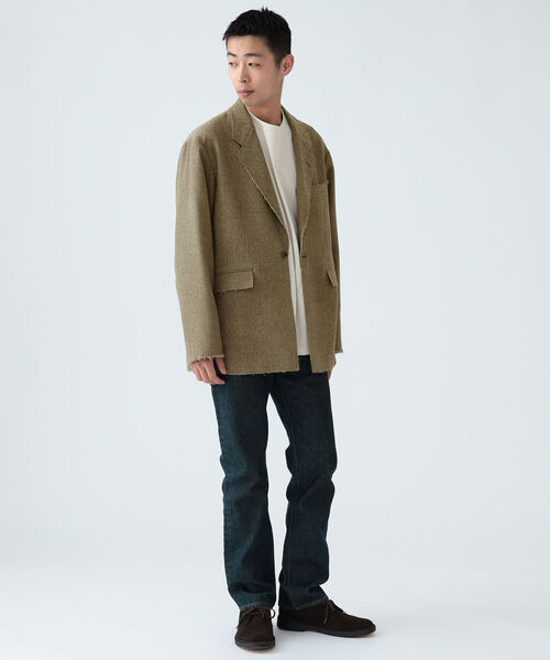 BEAMS（ビームス）の「BEAMS / カットオフ ツイード 1ボタン ジャケット（テーラードジャケット・メンズ・ダークブラウン/ベージュ系その他・S/L/M）」の3枚目の写真