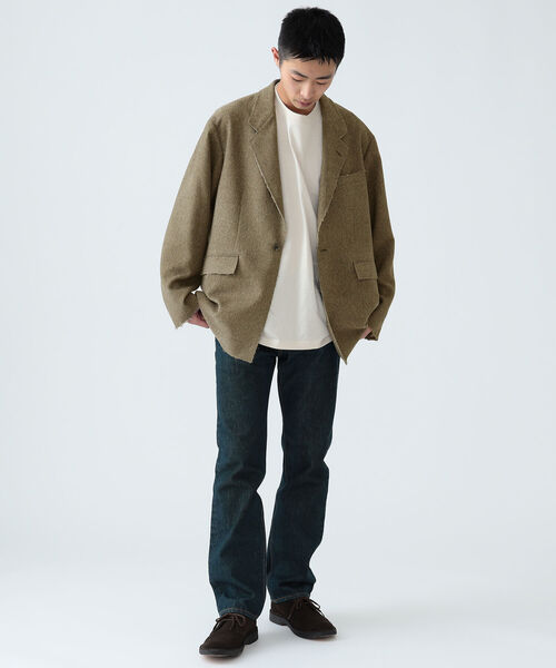 BEAMS（ビームス）の「BEAMS / カットオフ ツイード 1ボタン ジャケット（テーラードジャケット・メンズ・ダークブラウン/ベージュ系その他・S/L/M）」の4枚目の写真