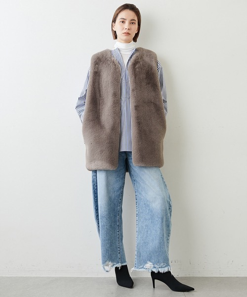 Whim Gazette 【THE PAUSE】ファーVネックジレ THE PAUSE】ファーVネックジレ | Whim Gazette(ウィム ガゼット