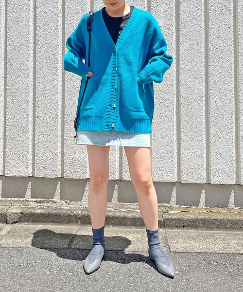 Jewelobe(ジュエローブ)の「オーバーサイズダブルジャガードカーディガン(カーディガン/ボレロ・レディース・ブラック/ピンク/イエロー/ブルー/アイボリー・FREE)」の9枚目の写真