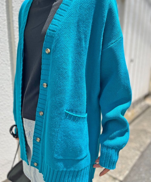 Jewelobe(ジュエローブ)の「オーバーサイズダブルジャガードカーディガン(カーディガン/ボレロ・レディース・ブラック/ピンク/イエロー/ブルー/アイボリー・FREE)」の11枚目の写真