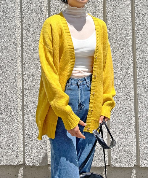 Jewelobe(ジュエローブ)の「オーバーサイズダブルジャガードカーディガン(カーディガン/ボレロ・レディース・ブラック/ピンク/イエロー/ブルー/アイボリー・FREE)」の12枚目の写真