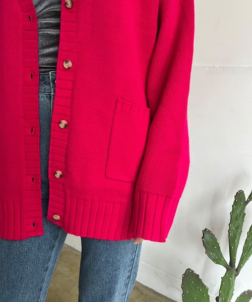 Jewelobe(ジュエローブ)の「オーバーサイズダブルジャガードカーディガン(カーディガン/ボレロ・レディース・ブラック/ピンク/イエロー/ブルー/アイボリー・FREE)」の20枚目の写真