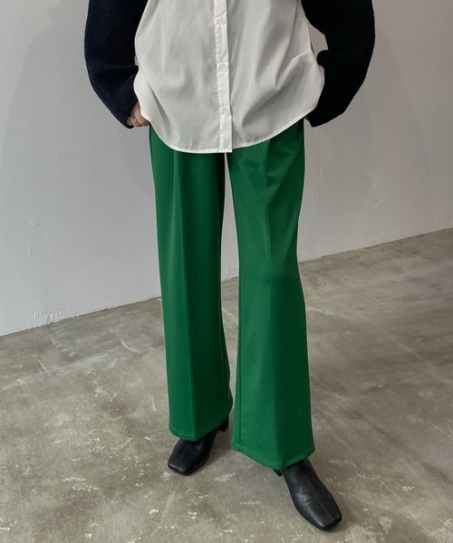 hellam（へラム）の「センタープレスポンチタックパンツ（スラックス・レディース・ブラック/パープル/グリーン/アイボリー・FREE）」の2枚目の写真