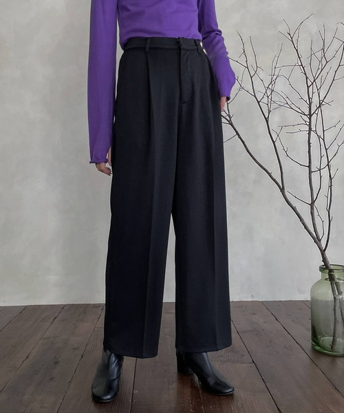 hellam（へラム）の「センタープレスポンチタックパンツ（スラックス・レディース・ブラック/パープル/グリーン/アイボリー・FREE）」の3枚目の写真