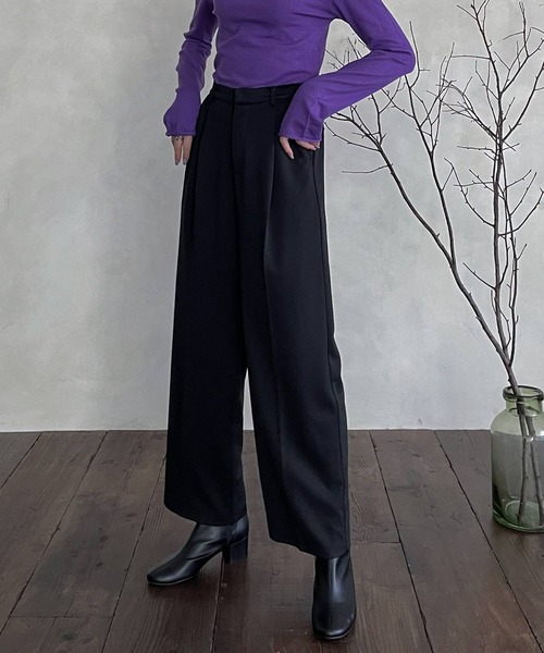 hellam（へラム）の「センタープレスポンチタックパンツ（スラックス・レディース・ブラック/パープル/グリーン/アイボリー・FREE）」の15枚目の写真