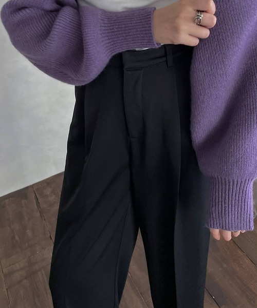 hellam（へラム）の「センタープレスポンチタックパンツ（スラックス・レディース・ブラック/パープル/グリーン/アイボリー・FREE）」の8枚目の写真