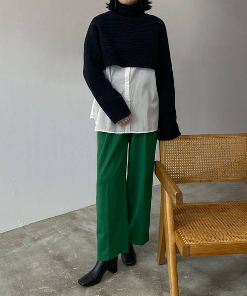 hellam（へラム）の「センタープレスポンチタックパンツ（スラックス・レディース・ブラック/パープル/グリーン/アイボリー・FREE）」の5枚目の写真