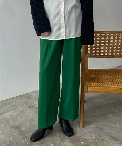 hellam（へラム）の「センタープレスポンチタックパンツ（スラックス・レディース・ブラック/パープル/グリーン/アイボリー・FREE）」の18枚目の写真