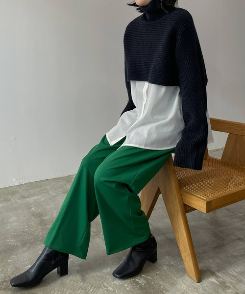 hellam（へラム）の「センタープレスポンチタックパンツ（スラックス・レディース・ブラック/パープル/グリーン/アイボリー・FREE）」の12枚目の写真