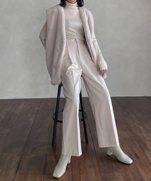 hellam（へラム）の「センタープレスポンチタックパンツ（スラックス・レディース・ブラック/パープル/グリーン/アイボリー・FREE）」の22枚目の写真