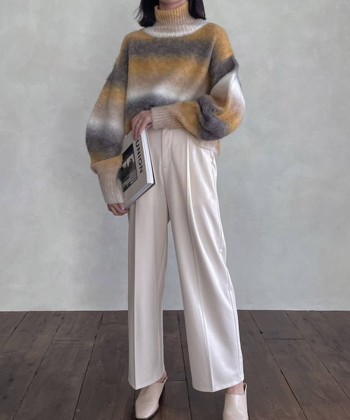 hellam（へラム）の「センタープレスポンチタックパンツ（スラックス・レディース・ブラック/パープル/グリーン/アイボリー・FREE）」の6枚目の写真