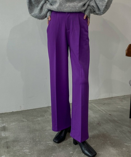 hellam（へラム）の「センタープレスポンチタックパンツ（スラックス・レディース・ブラック/パープル/グリーン/アイボリー・FREE）」の7枚目の写真