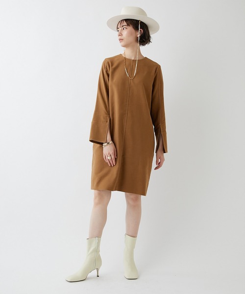 Whim Gazette（ウィムガゼット）の「【WEB限定】ステッチミニワンピース（ワンピース・レディース・ネイビー/キャメル・FREE）」の2枚目の写真