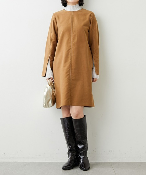 Whim Gazette（ウィムガゼット）の「【WEB限定】ステッチミニワンピース（ワンピース・レディース・ネイビー/キャメル・FREE）」の7枚目の写真