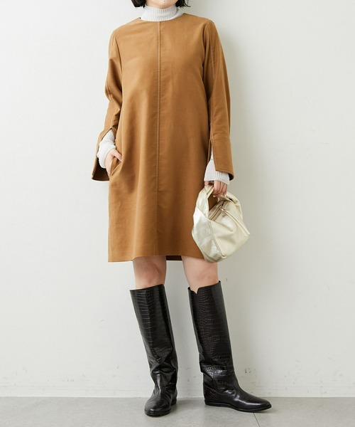 Whim Gazette（ウィムガゼット）の「【WEB限定】ステッチミニワンピース（ワンピース・レディース・ネイビー/キャメル・FREE）」の3枚目の写真