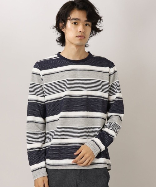 タカキューメンズ Taka Q Men ポップコーンボーダー クルーネック長袖プルオーバー Tシャツ カットソー Taka Q タカキュー のファッション通販 Zozotown