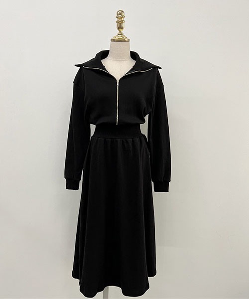 NANING9（ナンニング）の「NANING9 フロントジップシャーリングワンピ（ワンピース・レディース・ブラック/グレー・FREE）」の16枚目の写真