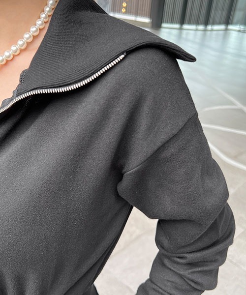 NANING9（ナンニング）の「NANING9 フロントジップシャーリングワンピ（ワンピース・レディース・ブラック/グレー・FREE）」の15枚目の写真