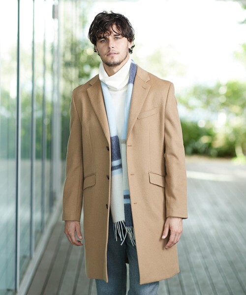 タケオキクチ チェスターコート サイズ4 キャメル ロング丈 ウール ウールカシミヤブレンド チェスターコート（チェスターコート